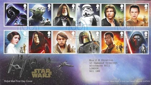 2015 Star Wars Characters, Royal Mail FDC, FDI Elstree SpHS - Picture 1 of 1