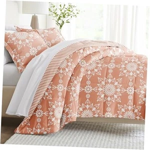 Reversible Twin Size Comforter Set (2 Piece) Twin/Twin XL Daisy Medallion Clay - Picture 1 of 7
