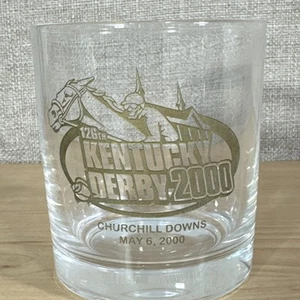 2000 126th Kentucky Derby Gold Embossed Emblem Crystal Rocks Glass - Bild 1 von 6