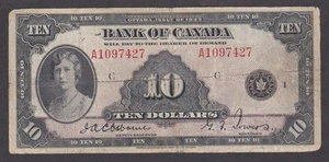 [CIR, No Tears but Tiny Holes] 1935 Canada 10 Dollars English BC-7 P-44 [015-1] - Bild 1 von 3