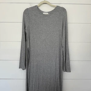 On the Road Women’s Large Grey Long Sleeve Split Blouse Dress - Picture 1 of 7
