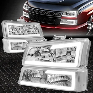 FOR 03-07 CHEVY SILVERADO AVALANCHE LED DRL HEADLIGHT BUMPER LAMPS CHROME/CLEAR - Picture 1 of 12