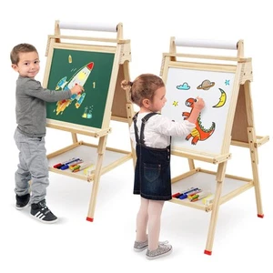 Kids Easel Wooden Art Easel Adjustable Standing Easel Double-Sided Drawing Ea... - Picture 1 of 6
