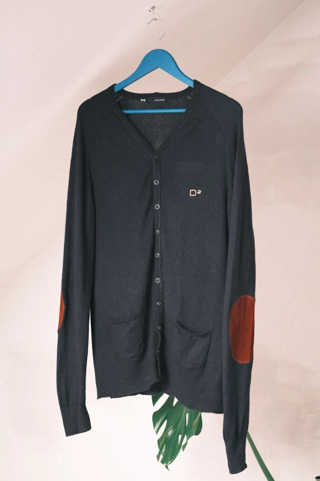 Dsquared2 Men's Dark Grey Mohair & Nylon Knitted Cardigan Size L Made in Italy - Image 1 of 4