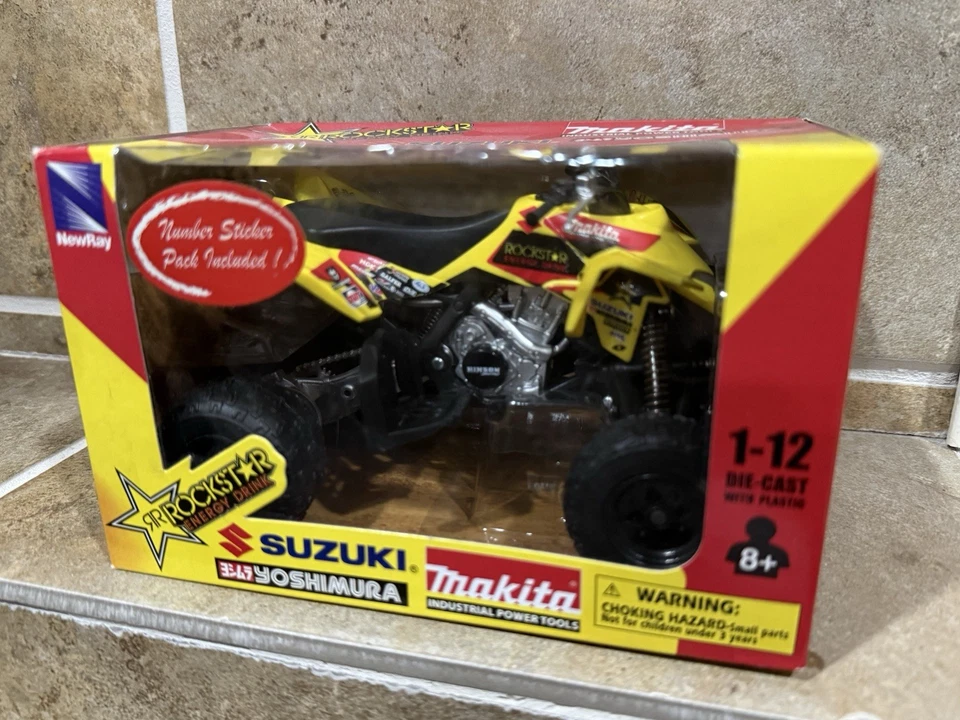 New Ray Makita/Suzuki LT-R450 2009 Rockstar 1:12 DieCast Toy 4 Wheeler Quad ATV - Image 1 of 4
