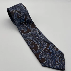 Tommy Hilfiger Silk Blend Necktie Paisley Brown Blue 57.5 X 3 - Picture 1 of 5