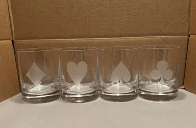 Conjunto de óculos Kate Spade gin rummy On The Rocks baralho de cartas ternos espadas corações - Imagem 1 de 4