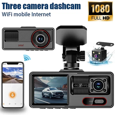Dash Cam 3 Canali 1080P Full HD Visione Notturna Parcheggio 24H Ant/Int/Post DVR - Immagine 1 di 4