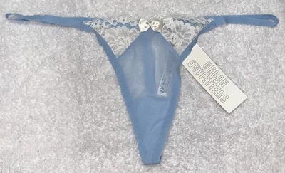 OUT FROM UNDER Semi Sheer Mesh Lace Lt Blue G String Thong Panty Womens Sz L 7 - Image 1 of 3