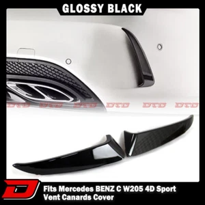 2015-2021 Fits Mercedes BENZ W205 4D Sport Rear Vent Canards Cover Color Black - Picture 1 of 5