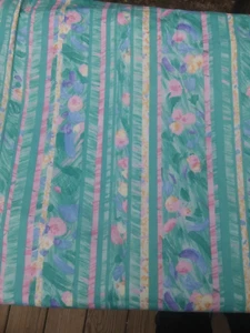 Croscill Green Pink Floral Stripe Cotton/Poly Lined Curtain Panel Pair~40" x 87" - Bild 1 von 8