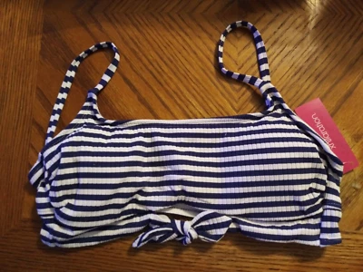 Traje de baño Xhilaration talla L (8-10) azul marino y blanco a rayas corbatas también Foto 1 de 4