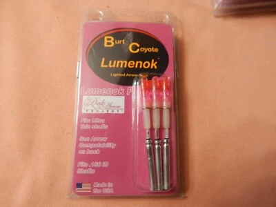 NEW Burt Coyote Lumenok Lighted F Nocks: 3pk: Pink F3P: Fits .166" ID Shafts - Image 1 of 4