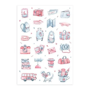 Pegatinas de viaje rosa vacaciones aventura álbum de recortes diario planificador decoración - Imagen 1 de 4