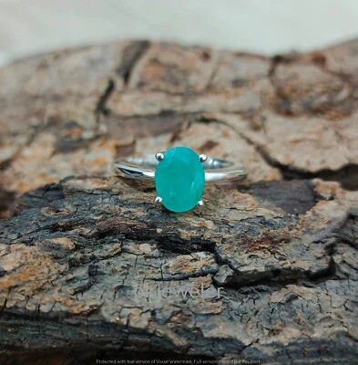 Anillo de piedras preciosas esmeralda vintage de plata de ley 925 hecho a mano joyería de regalo 5 R-517 Foto 1 de 4
