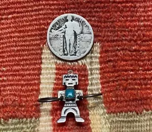 KILLER NAVAJO STERLINGSILBER DINE FRED HARVEY HOOP TÄNZER PIN 1930er S.F. RWY. - Bild 1 von 5