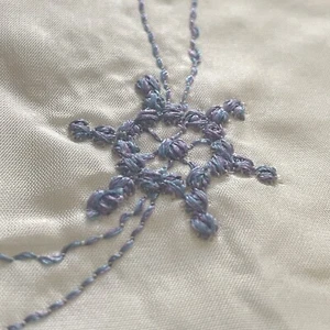 Pieza de tela satinada bordada con estabilizador blanco roto/azul 48 pulgadas x 58 pulgadas bebé, cama - Imagen 1 de 8