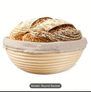 9-Inch Modern Rattan Bread Proofing Basket with Liner Cloth - Food-Safe, - Picture 1 of 6