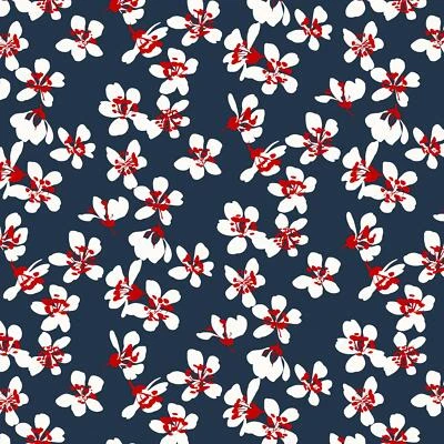 VMG-STORE Kirschblüten 100% Baumwollstoff 0,5m Stoff Kinderstoff Meterware Nähen BB051