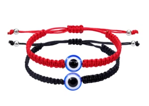 Nuevo Pack de 2 Brazaletes Ajustables Mal de Ojo Azul y Rojo San Valentín para Parejas - Imagen 1 de 12