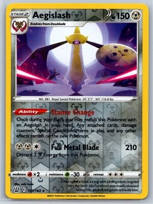 Aegislash - Reverse Holo - Battle Styles 107/163 Rare Pokemon Card NM - Image 1 of 2