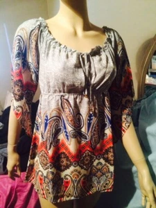 Venus Bohemian print top NWT size small (may fit medium) off-shoulder wear - Picture 1 of 6
