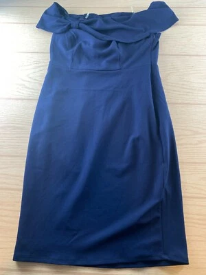 Vestido Vaina ECI Para Mujer Azul Marino Encaje Fuera del Hombro Midi 8 TEDO Nuevo Con Etiquetas Foto 1 de 4