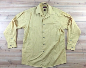 J Garcia Shirt Men's Sz M 15.5 32/33 Button Front Winkle Free LS Yellow Striped - Picture 1 of 7