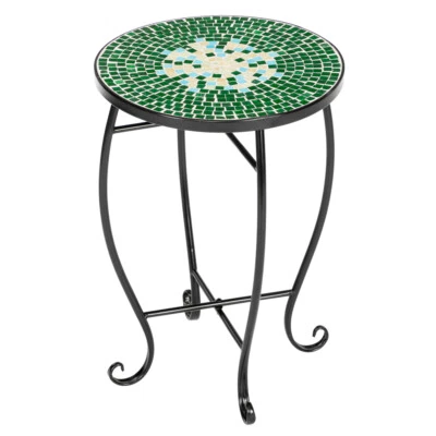 Mosaic Accent Table End Table Plant Stand Decor for Patio Porch Balcony Indoor - Image 1 of 4