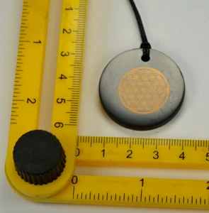 Shungite Stone Flower of Life Pendant EMF Shield Protection Amulet - Picture 1 of 4