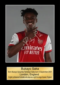 BUKOYO SAKA Football Signed Photo Reproduction Posters Print Wall Art A3,A4,A5 - Picture 1 of 1