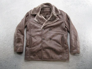 Tasso Elba Men's Faux Fur Lined Jacket Coat Men's Size Medium Brown Collared - Picture 1 of 10