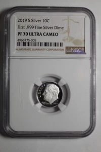 2019 Roosevelt Dime .999 Silver Dime PF70 NGC - Picture 1 of 2