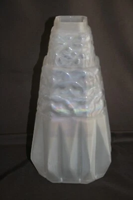 Grand vase pâte de verre satiné Art Déco - motif géométrique - Photo 1/2