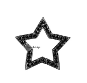 Designer Star Black Spinel Silver Oxidized Enhancer Lock,Handmade Lock Jewelry - Picture 1 of 2