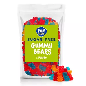 Sugar-Free Gummy Bears, Fruit Flavored, Pectin Soft Chewy Candy, 1-Pound Pack - Picture 1 of 6