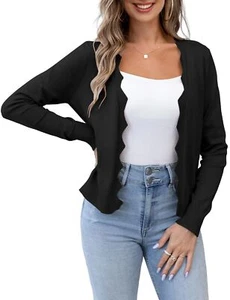 Womens Casual Long Sleeve Sweaters Knit Open Front Cropped Bolero Short Cardi... - Picture 1 of 5