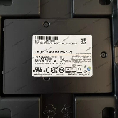 Samsung PM983 960GB SSD 2.5" NVMe PCIe Gen 3 U.2 MZ-QLB9600 MZQLB960HAJR-00007 - Image 1 of 3