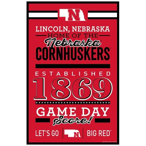 Nebraska Cornhuskers 11"x17" Wood Sign Established Design [NEW] NCAA Banner Wall Cover