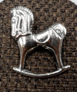 Antique Victorian Brooch 925 Silver Rocking Horse Toy Figural 1.5" 7 Grams - Picture 1 of 10