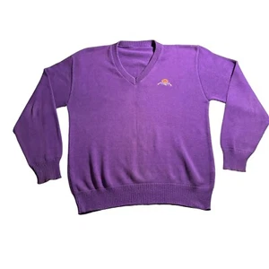 Vintage Crown Royal Sweater Men’s Large Purple Pullover V-Neck Whisky Logo - Picture 1 of 10
