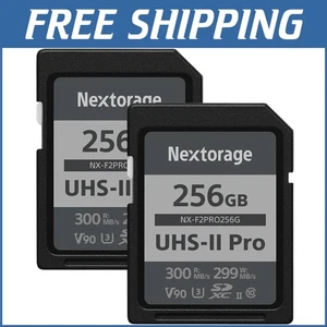 Dual Pack 256GB V90 SDXC Cards - Ultimate Speed with 300MB/s Read, 299MB/s Write - Picture 1 of 11
