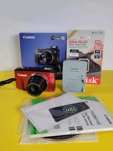 EXCELLENT COND. Red Canon PowerShot SX280 HS w/ Box + Charger + 16GB SD Card Kit - Picture 1 of 17