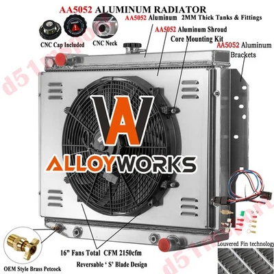 4 Row Radiator Shroud Fan For Dodge 77-1989 Diplomat/77-1981 Chrysler LeBaron - Image 1 of 4