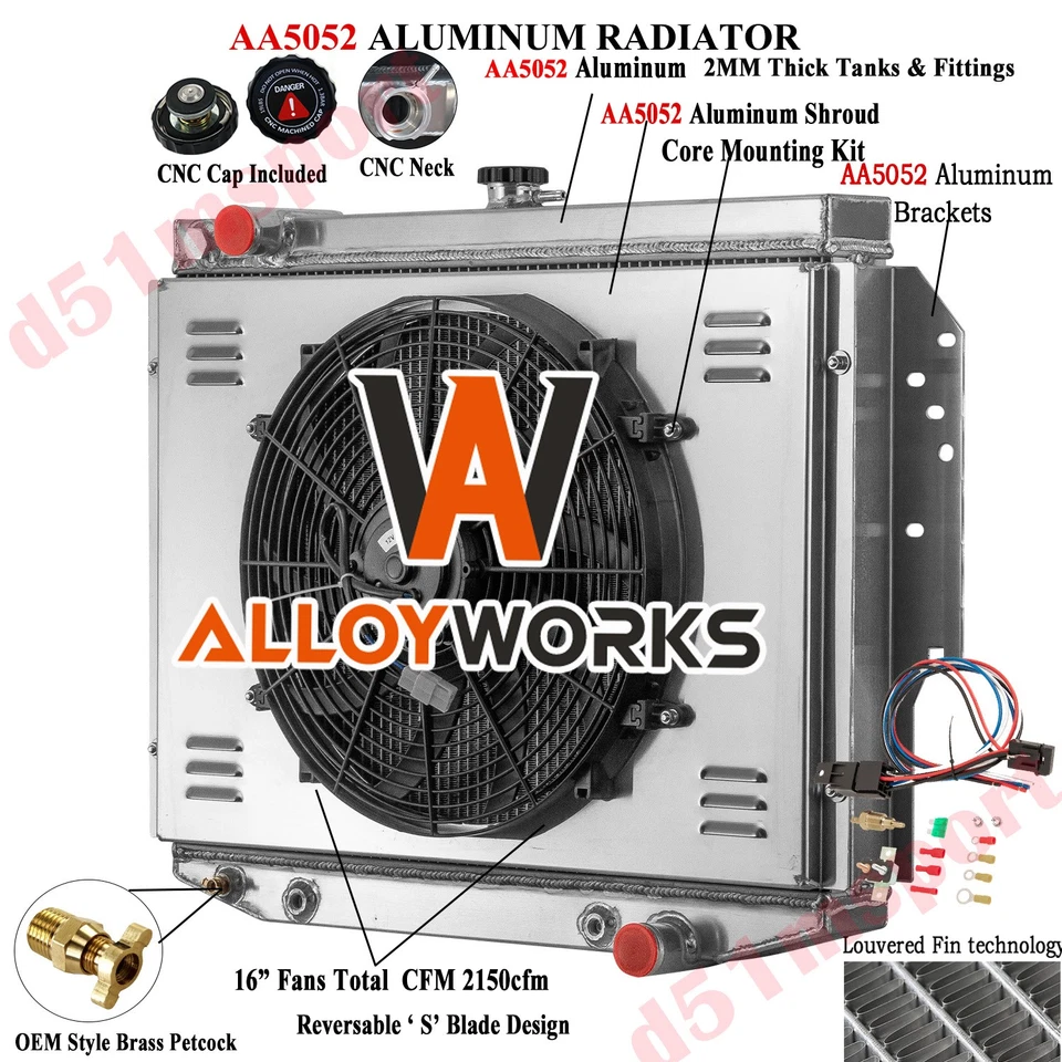 Ventilador de cubierta de radiador de 4 filas para Dodge 77-1989 Diplomat/77-1981 Chrysler LeBaron Foto 1 de 4