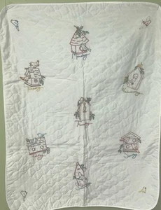 Vintage Hand Embroidered Child’s Days Of The Week Birds Comforter/33”x 41” - Picture 1 of 10