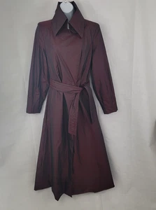 Gabardina CLAUDE MONTANA Paris Mujer S Larga ROJA Vampy Cuello Alto Cinturón De Colección - Imagen 1 de 22