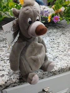 Vtg 90s Disney Store Bean Bag Plush 8" Baloo Jungle Book WITH TAGS - Picture 1 of 2