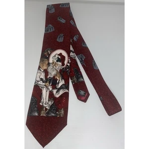Norman Rockwell Christmas neck tie Child Sitting W/ Santa Saturday Evening Post - Picture 1 of 6