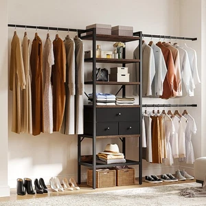 Modular Closet System with Drawers & Clothing Rack Adjustable Wardrobe Organizer - Picture 1 of 9
